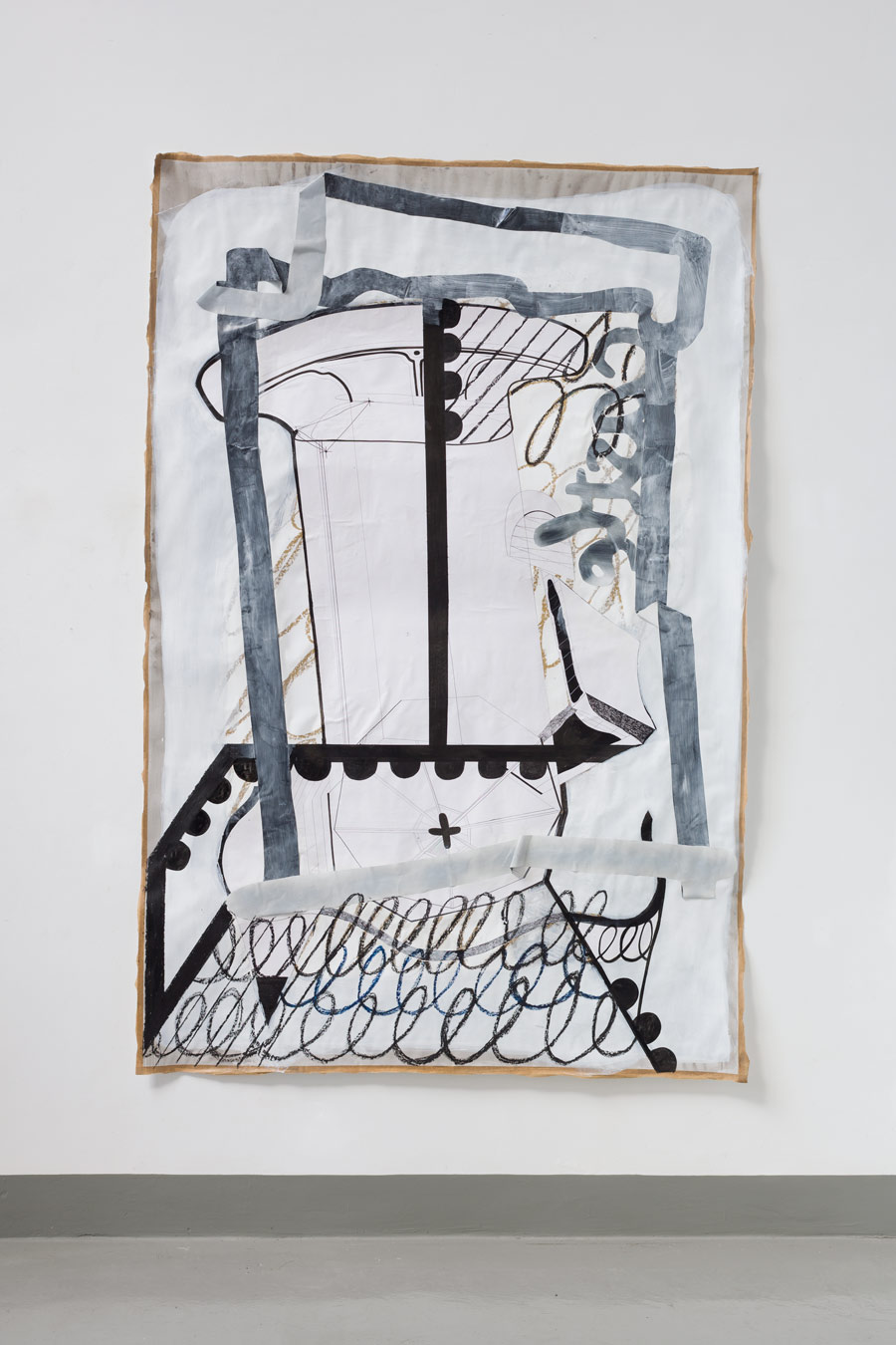  Ahu Dural Berlin, collage, paper, drawing, ink, graphic, architecture, overlapping, frames, window, entry, interior, outside, facade, Ahu Dural, overlapping, Papiercollage, drawing